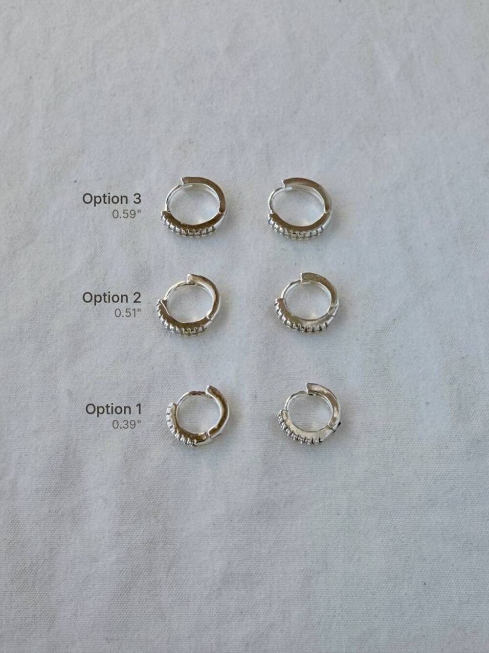 Zirconia Hoop Earrings - Silver Plated - 0.51in